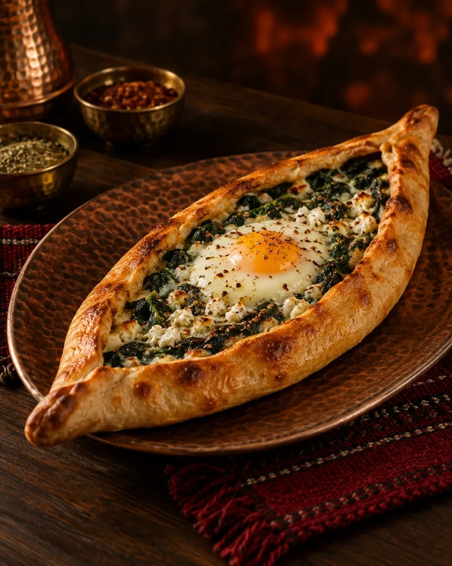 Pide mit Spinat und Käse (Demo-Bild, KI-erzeugt)