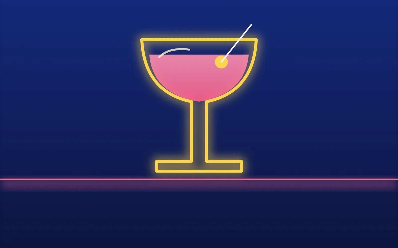 Illustration: Cocktailglas als Neon-Umriss