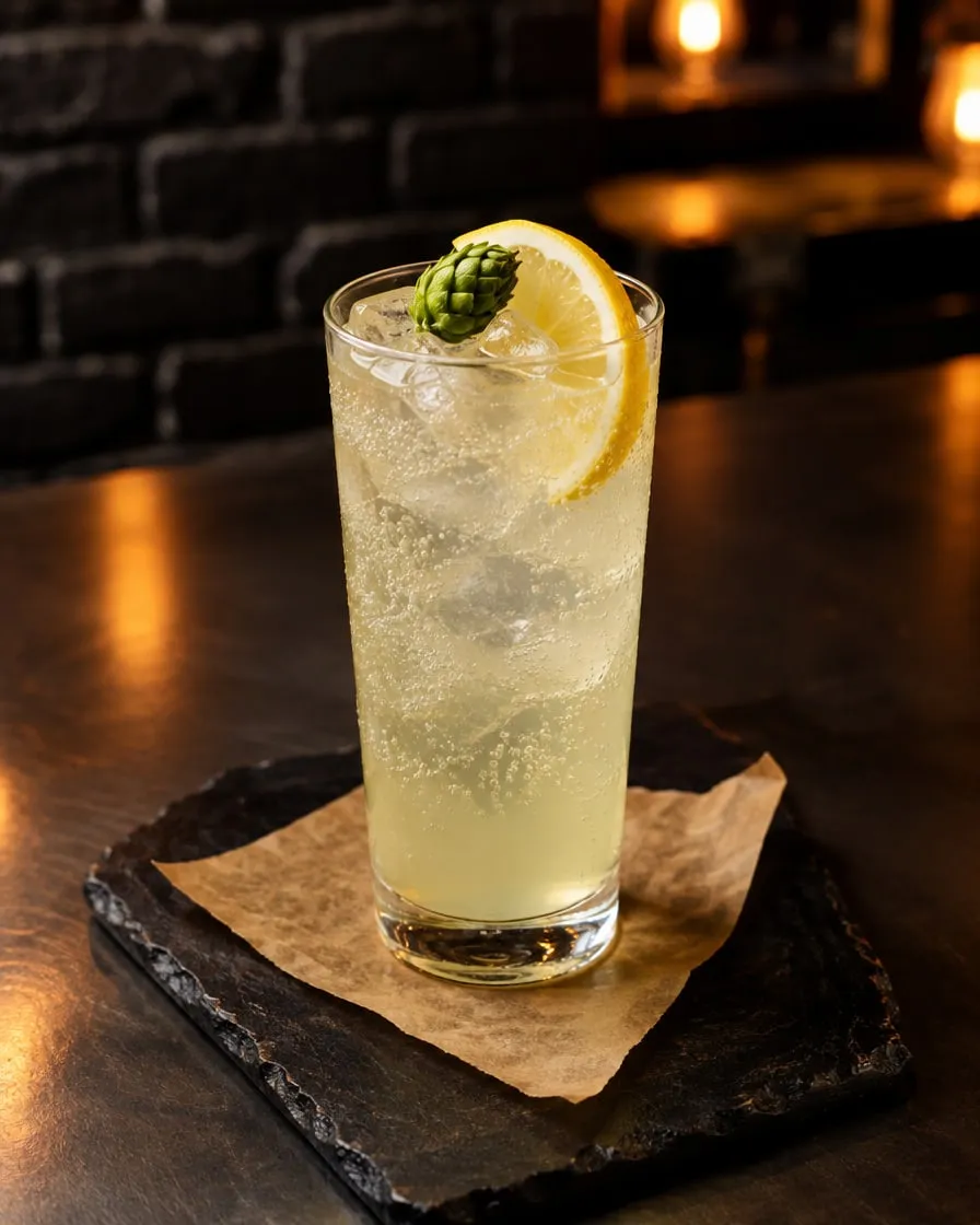 Hopfen-Limonade (alkoholfrei) (Demo-Bild, KI-erzeugt)