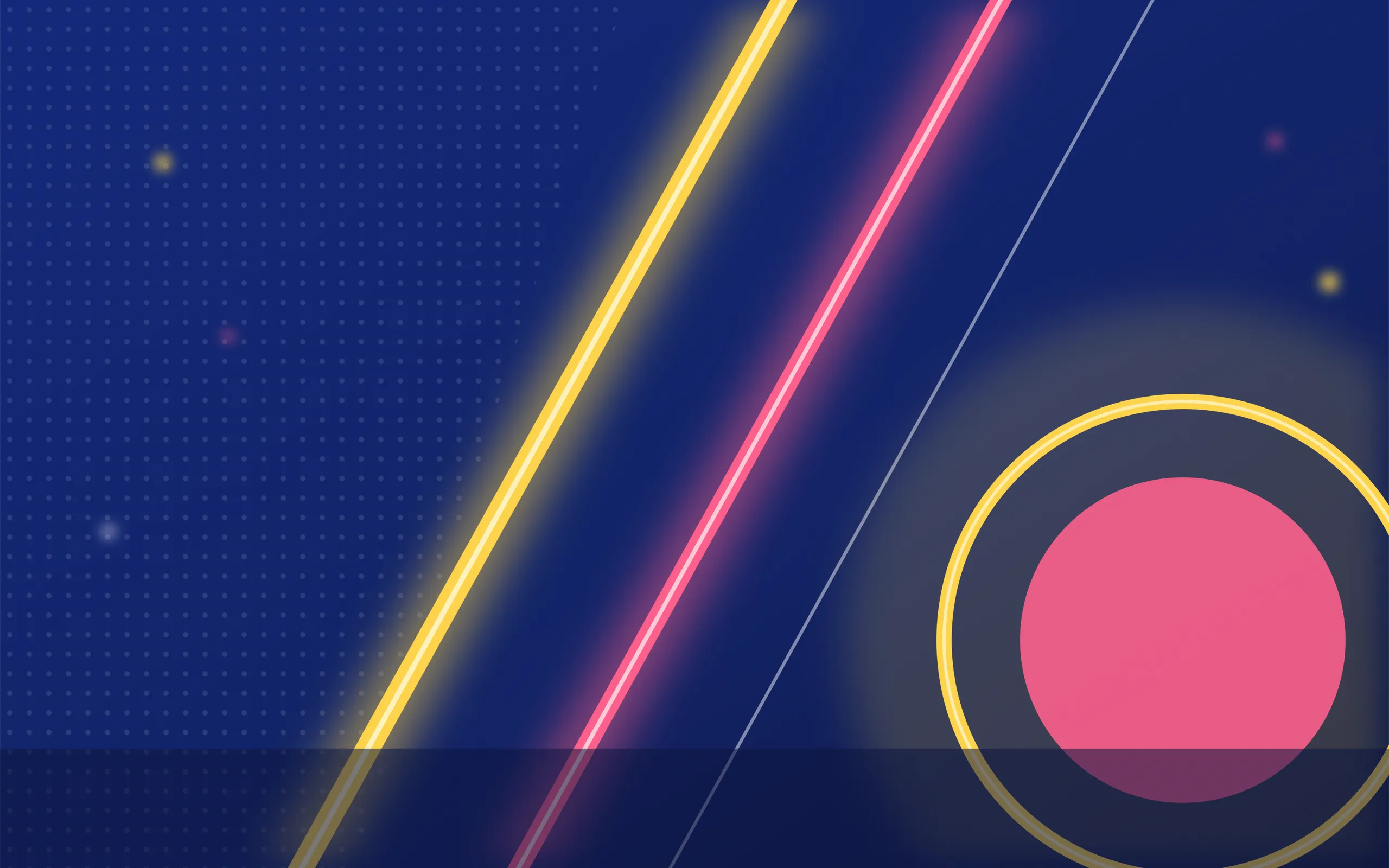 Illustration: Neonstreifen in Gelb und Pink über tiefem Kobaltblau